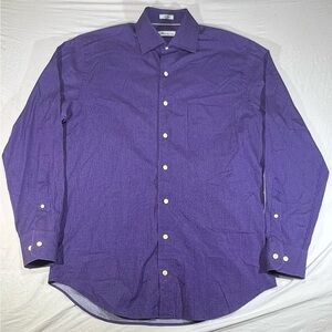 Peter Millar Button Up Shirt medium Crown Long Sleeve Purple Check Cotton Mens